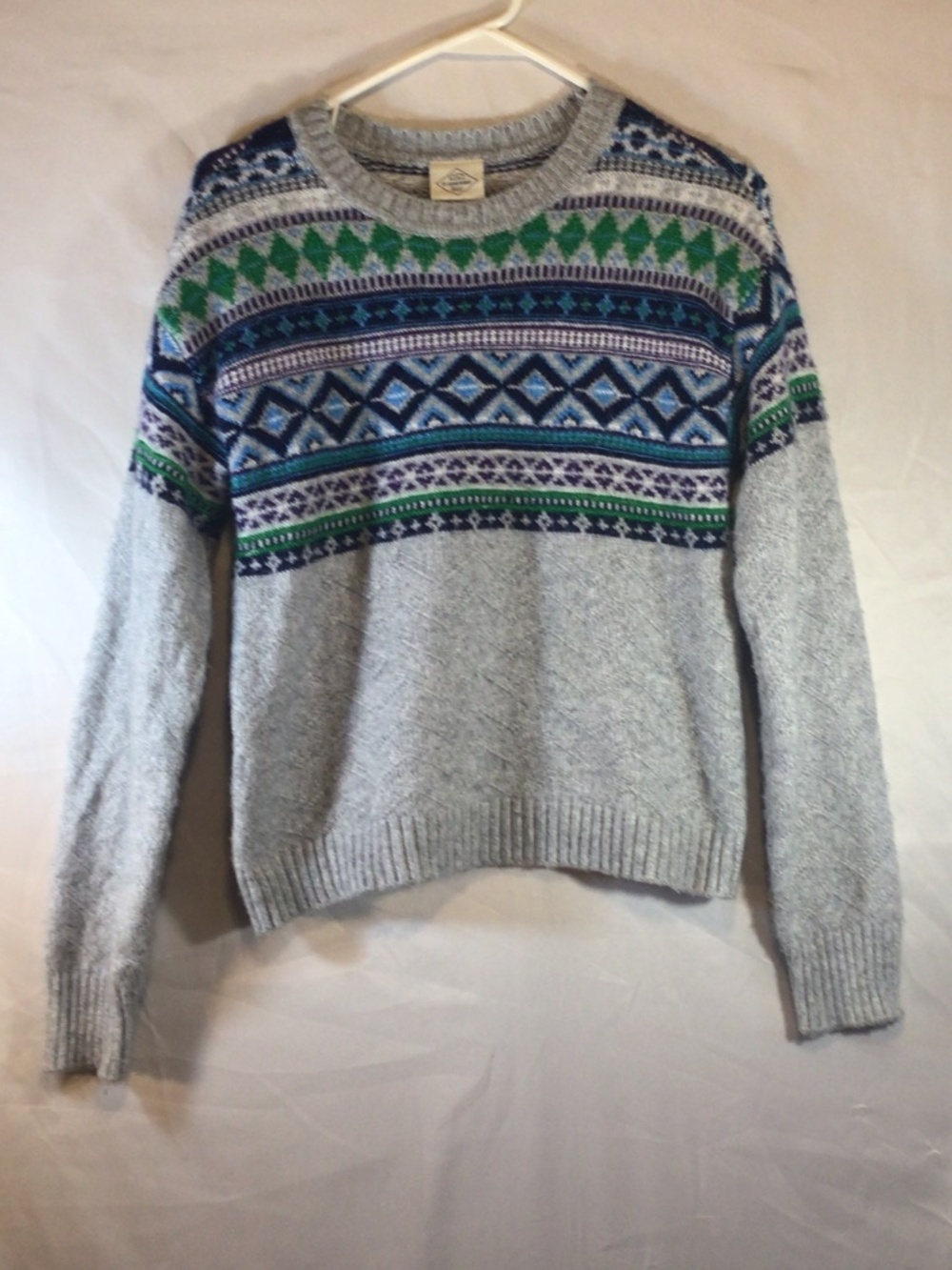st john's bay women fair isle nordic print sweater gray Small grandpacore cabin